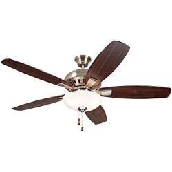 Luminance CF835BS ES DC Builder Ceiling Fan with Pull Chain | 52 Inch Fixture with Premium Motor and Dual Mount for Flush or Downrod Hanging | Reversible Blades with LED Light Bulbs, Steel