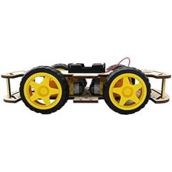 Wood 4WD Smart Robot Car Chassis Kit with 4 Motors (1:48) Robot Chassis Code Speed Encoder Battery Box for Arduino UNO