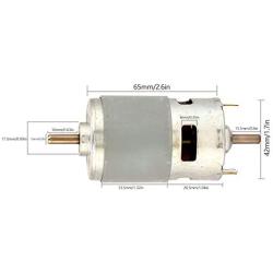 DC24V 12V 775 Motor 50W High-Power Large Torque Double-Shaft Output Dc Motor Electric Drill Chuck Motor(12V4500RPM with bracket)