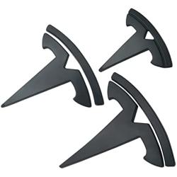 YHCDSEA Model Y Steering Wheel/Front Trunk/Rear Trunk Logo Sticker Cover Emblem Badge Decals 3PCS/Set for Tesla Model Y Accessories(Matt Black)
