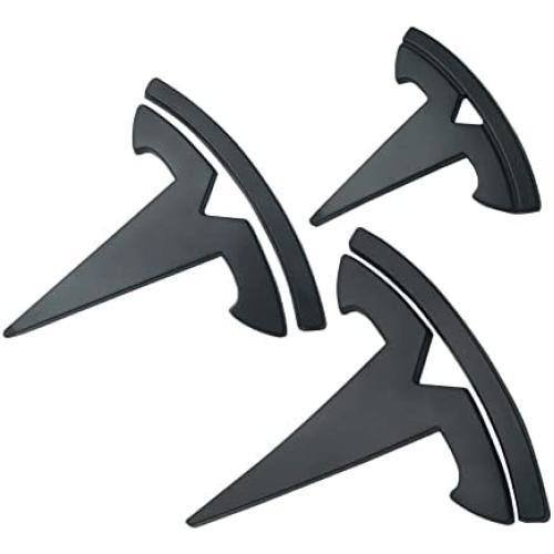 YHCDSEA Model Y Steering Wheel/Front Trunk/Rear Trunk Logo Sticker Cover Emblem Badge Decals 3PCS/Set for Tesla Model Y Accessories(Matt Black)