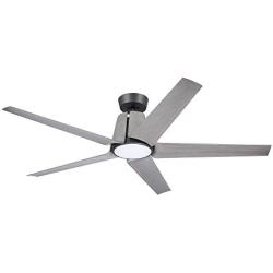 Noble Home Large LED Ceiling Fan with Light, 60 Inch | Dimmable Indoor/Outdoor Fixture with 6 Speed DC Motor | Contemporary 5 Blade Design with Downrod Mount, Graphite