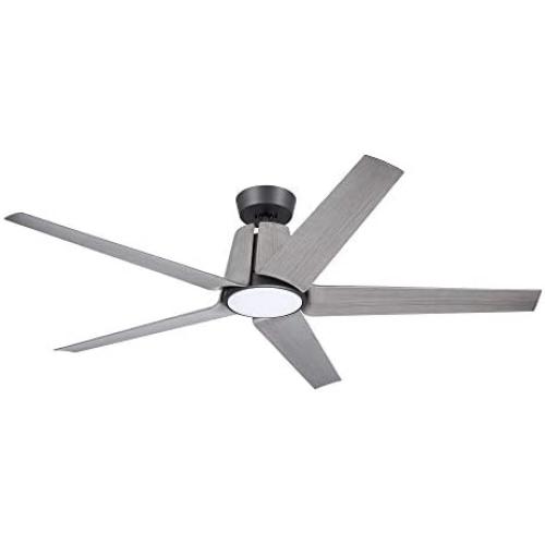 Noble Home Large LED Ceiling Fan with Light, 60 Inch | Dimmable Indoor/Outdoor Fixture with 6 Speed DC Motor | Contemporary 5 Blade Design with Downrod Mount, Graphite