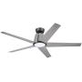 Noble Home Large LED Ceiling Fan with Light, 60 Inch | Dimmable Indoor/Outdoor Fixture with 6 Speed DC Motor | Contemporary 5 Blade Design with Downrod Mount, Graphite