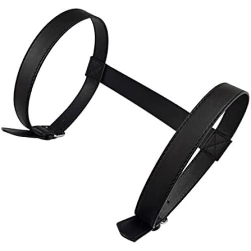 SYCOOVEN Adjustable PU Leather Picnic Blanket Carry Strap for Outdoor Camping, Travel, Portable Motorcycle Bedroll Straps(Black)