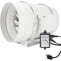 Hon&Guan 8 Inch Inline Duct Fan 735CFM with Variable Speed Controller, Low Noise Ventilation Exhaust Fan for Heating Cooling Booster, Grow Tents, Hydroponics
