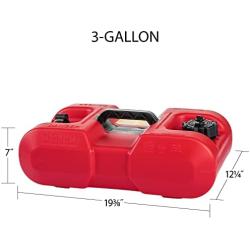Scepter 10506 Rectangular 3 Gallon Under Seat Portable Marine Fuel Tank With Handle, 19-Inches x 12-Inches x 7-Inches, Red