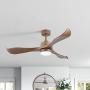 WINGBO 52’’ Modern Ceiling Fan with Lights and Remote, Industrial Walnut Ceiling Fan, 3 Curved Blades, Reversible Motor, Indoor LED Ceiling Fan for Kitchen Bedroom Living Room, ETL Listed