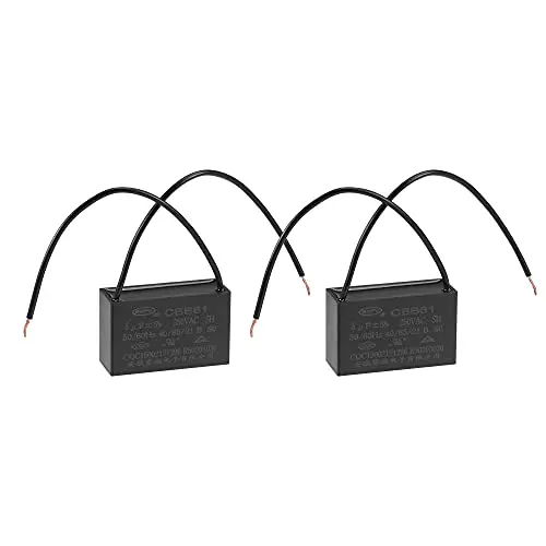 uxcell Ceiling Fan Capacitor CBB61 5uF 250V AC 2 Wires Metallized Polypropylene Film Capacitor 47x29x18mm for Electric Fan Pump Motor Generator 2Pcs