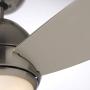 Metal Ceiling Fan with Lights | Modern Dimmable Fixture with Remote Control | Brushed Steel 3 Blade Propeller Design with No-Light Option | Downrod Included for Hanging, 52 Inch