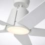 Noble Home Large LED Ceiling Fan with Light, 60 Inch | Dimmable Indoor/Outdoor Fixture with 6 Speed DC Motor | Contemporary 5 Blade Design with Downrod Mount, White