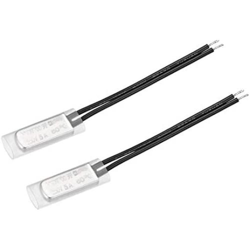 uxcell KSD9700 Thermostat, 60℃ Normally Open Temperature Switch Thermal Switch, N.O 5A Metal Temperature Controller 2pcs