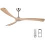Ovlaim 72 Inch Smart Ceiling Fan Indoor Outdoor, 6 Speed DC Motor Quiet Ceiling Fan with Remote Control, Oak Solid Wood Blade