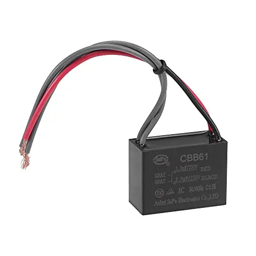uxcell Ceiling Fan Capacitor CBB61 1.5/2.5uF 250V AC 4 Wires Metallized Polypropylene Film Capacitor 38x28x18mm for Electric Fan Pump Motor Generator