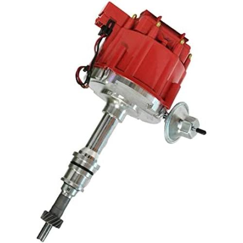 Complete Ignition Distributor For SBF Small Block Ford 260 289 302 5.0 Ignition HEI Distributor with 65K Volt Coil 1030213 PE330U Red Cap