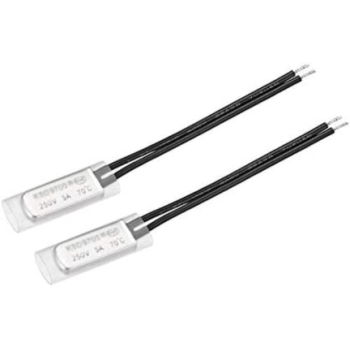 uxcell KSD9700 Thermostat, 70°C Normally Open Temperature Switch Thermal Switch, N.O 5A Metal Temperature Controller 2pcs