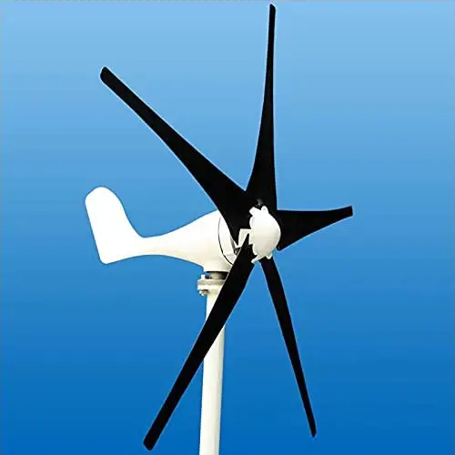 HYTC Wind Power 400W 12V Wind Turbine Blade Material Nylon Fiber 5 Blades with Charge Controller Wind Energy Motor-Black 12v