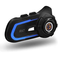 HeYun RX7 – Motorcycle Helmet Bluetooth,2400m 4 Riders Helmet Bluetooth Intercom with Noise Cancellation/FM Radio, Universal Communication Systems for Motorbike/ATV/Dirt Bike (Blue, 1pack)