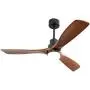 Sofucor 52 Inch Outdoor Ceiling Fan with Lights and Remote, 3 Solid Wood Walnut Blades, Noiseless Reversible Motor, Matte Black