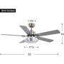 Indoor Ceiling Fan Light Fixtures - FINXIN Remote LED 52 Brushed Nickel Ceiling Fans For Bedroom,Living Room,Dining Room Including Motor,Remote Switch (52