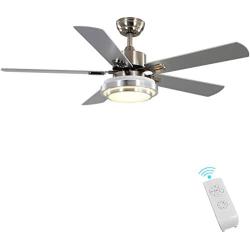 Indoor Ceiling Fan Light Fixtures - FINXIN Remote LED 52 Brushed Nickel Ceiling Fans For Bedroom,Living Room,Dining Room Including Motor,Remote Switch (52