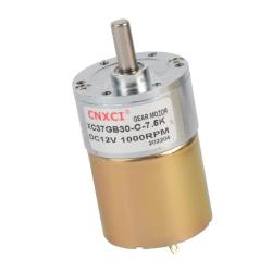 12V 1000RPM Gear Motor High Torque Electric Micro Speed Reduction Geared Motor Eccentric Output Shaft 37mm Diameter Gearbox