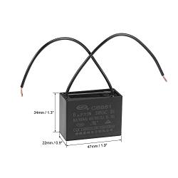 uxcell Ceiling Fan Capacitor CBB61 6uF 350V AC 2 Wires Metallized Polypropylene Film Capacitor 47x34x22mm for Electric Fan Pump Motor Generator