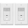 TOPGREENER Motion Detector Light Switch, in Wall Sensor Switch, Occupancy Sensor Switch 500W LED CFL 1/4HP, Wall Plates Included, Neutral Wire Required, TDOS5, White, 2 Pack