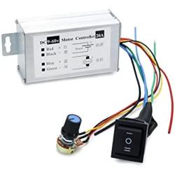 QWORK DC Motor Speed Controller, 20A 1200W PWM Control Industrial Motor Speed Controller for DC Brushed Motor DC Lamp Brushed Motor Driver Control Module DC 9V-60V 12V 24V 36V 48V 60V