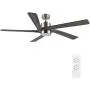 Vent de plafond WINGBO de 137 cm avec lumière et télécommande, 5 pales sculptées en bois, moteur DC sans nuisances sonores à 6 vitesses, design moderne finition nickel brossé avec pales grises, conforme aux normes ETL. Vent de plafond WINGBO de 137 cm avec lumière et télécommande, 5 pales sculptées en bois, moteur DC sans nuisances sonores à 6 vitesses, design moderne finition nickel brossé avec pales grises, conforme aux normes ETL.