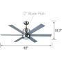 Design House 154419 Indus Sol 48 in. Indoor Satin Nickel Ceiling Fan with Light