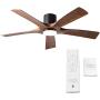 Aviator Smart Indoor and Outdoor 5-Blade Flush Mount Ceiling Fan 54in Matte Black Distressed Koa with Remote Control (Light Kit Sold Separately) works with Alexa, Google Assistant, Samsung Things, and iOS or Android App