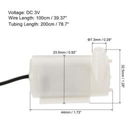 MECCANIXITY Mini Water Pump, DC 3V Micro Submersible Motor Horizontal Style with USB Connector Clear Vinyl Tubing for Garden Plant