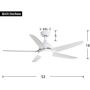 Indoor Ceiling Fan Light Fixtures - FINXIN White Remote LED 52 Ceiling Fans For Bedroom,Living Room,Dining Room Including Motor,5-Blades,Remote Switch (5-Blades)