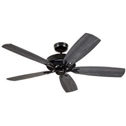 Kathy Ireland Home Premium Select Eco Ceiling Fan with Wall Control | Semi Flush Mount Fixture with 6-Speed Motor | Blades Sold Separately, Barbeque Black