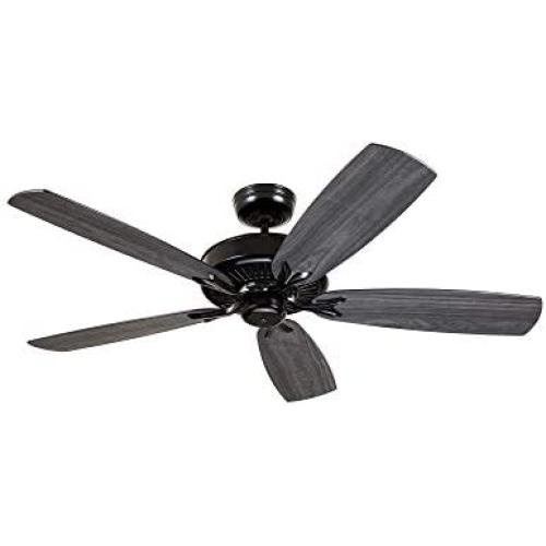 Kathy Ireland Home Premium Select Eco Ceiling Fan with Wall Control | Semi Flush Mount Fixture with 6-Speed Motor | Blades Sold Separately, Barbeque Black
