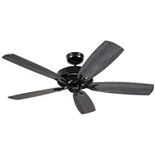 Kathy Ireland Home Premium Select Eco Ceiling Fan with Wall Control | Semi Flush Mount Fixture with 6-Speed Motor | Blades Sold Separately, Barbeque Black