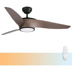 52 Inch Indoor Outdoor Modern Black Ceiling Fan with Dimmable Bright Led Light Remote Control, Reversible Quiet DC Motor Farmhouse Large Ceiling Fan for Bedroom Living Room Kitchen, Vintage Color