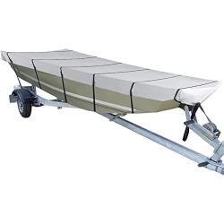 Jon Boat Cover 14ft, 100% Waterproof Heavy Duty 600D Cover, Fits 14 ft Length, Beam Width up to 70, with Motor Cutout.