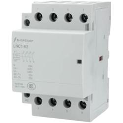 Shopcorp 50 Amp 4 Pole Normally Open IEC 400V Contactor (Silent Operation) – 110/120VAC Coil, Motor Load 40A and Lighting Load 63A with Mounting Base for DIN Rail