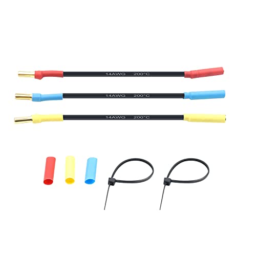 Hobby Fans 4mm Banana Plugs Connector Extension Cable Wire for RC Brushless Motor ESC (3-Pack)
