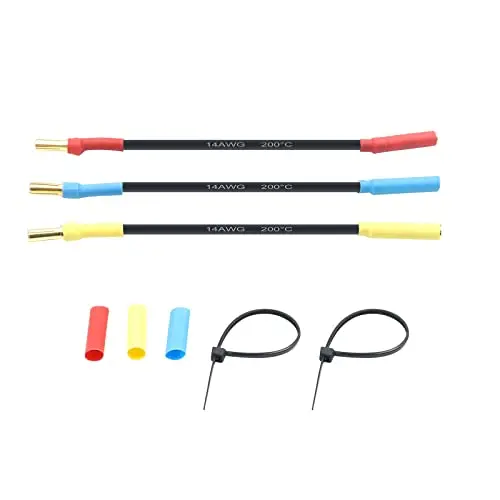 Hobby Fans 4mm Banana Plugs Connector Extension Cable Wire for RC Brushless Motor ESC (3-Pack)