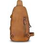 Genuine Leather Sling Bag Crossbody Motorcycle Bag Handmade Chest Bag Hiking Daypack Retro Shoulder Backpack (Brown)