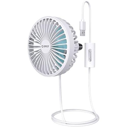 ORICO Car Fan, 360 Degree Rotatable Universal Car Fan with Night Ambience Lights Rotatable Cooling Fan 5v with Speed Controller for Cars, Truck and Bus, White