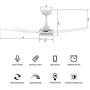 5 Blades Outdoor Smart Ceiling Fan - with Dimmable Light Kit and 10-speed DC Motor, Works with Remote Control/Alexa/Google Home/Siri, Timer, Schedule (White)