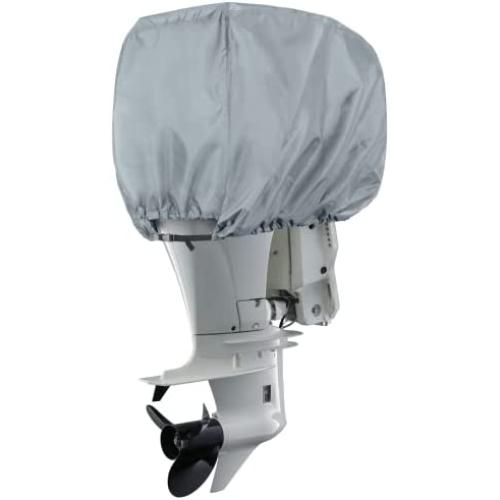 Explore Land Outboard Motor Cover - Waterproof 600D Heavy Duty Boat Engine Hood Covers - Fit for Motor up to 25 HP, Grey
