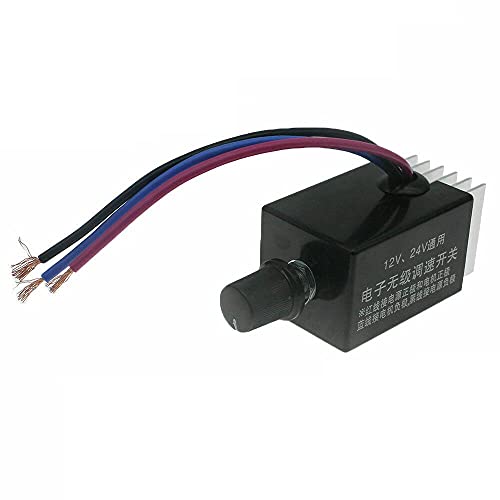10A Car Speed Controller Switch DC Motor 12V 24V Fan Heater Control Defroster Electronic Stepless Speed Regulator Switch for Car Truck Fan Heater Control