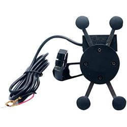 Universal Motorcycle Motorbike Mobile Phone Mount Holder X Grip Clamp USB Charge