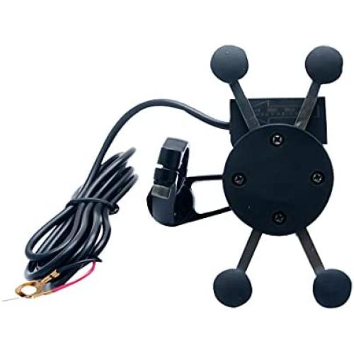 Universal Motorcycle Motorbike Mobile Phone Mount Holder X Grip Clamp USB Charge