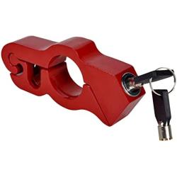 Leopauto Motorcycle Handlebar Lock, Alloy Anti-Theft Throttle Grip Lock, Brake Lever Lock with 2 Keys Security for Dirt Bike Motorcycle Bicycle Throttle Handlebar, Red